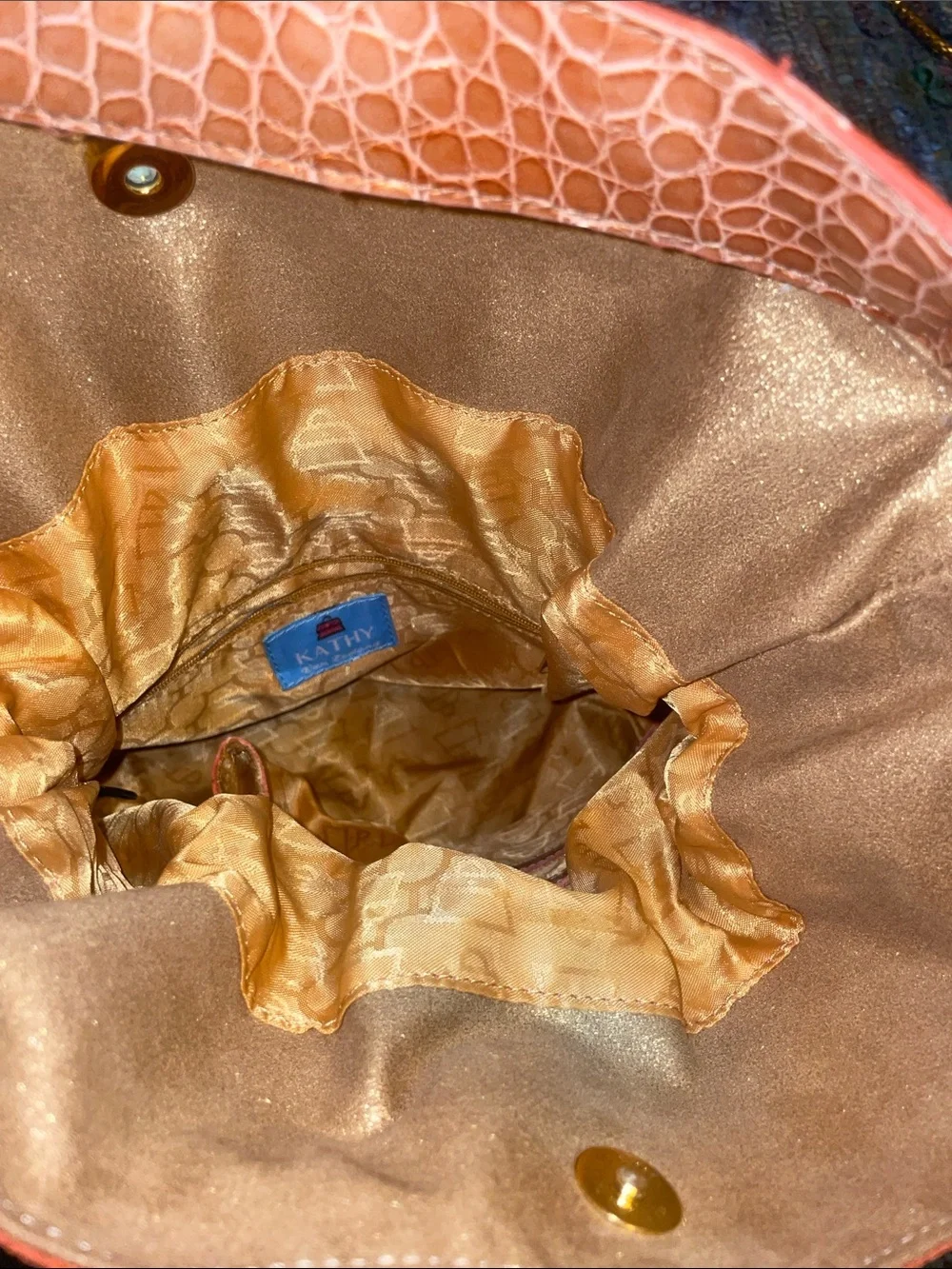 Kathy Van Zeeland Orange Studded Shoulder Bag